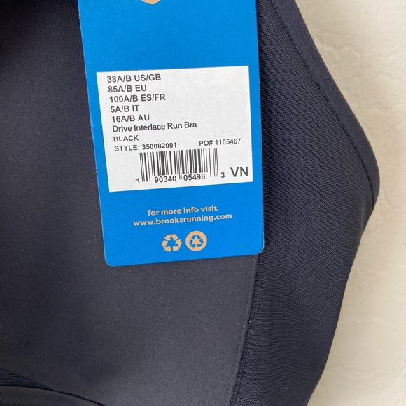 Brooks drive interlace run sports bra black 38 A/B - Picture 10 of 13